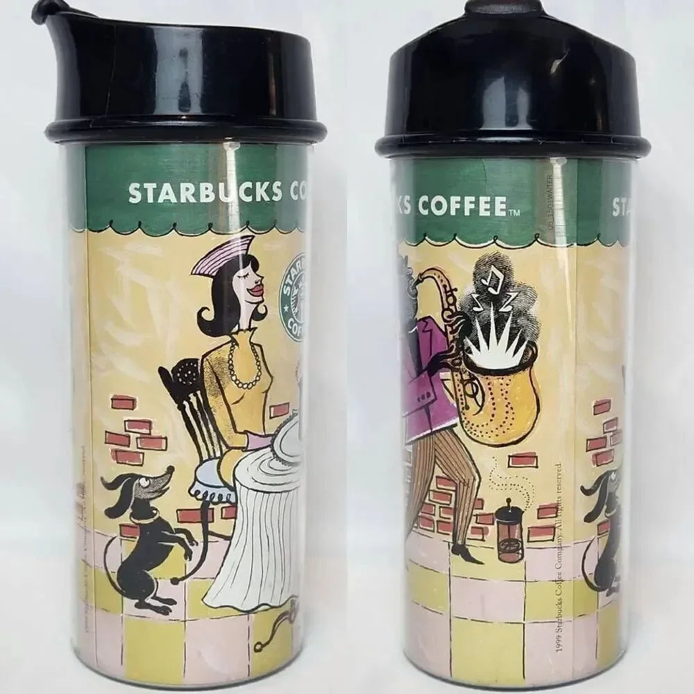 ☕️Vintage Starbucks 1999 Bodum French Press Acrylic 16oz Travel Tumbler